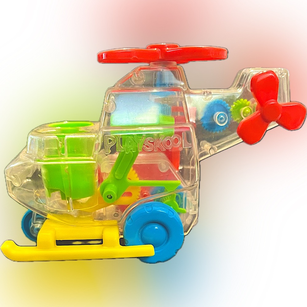 Vintage 1988 Playskool Helicopter Toy Vehicle with Moving Gears/Blades